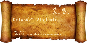 Kripkó Vladimir névjegykártya